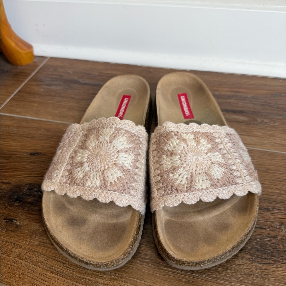 UNIONBAY Women's Crochet Slide Sandals - Beige